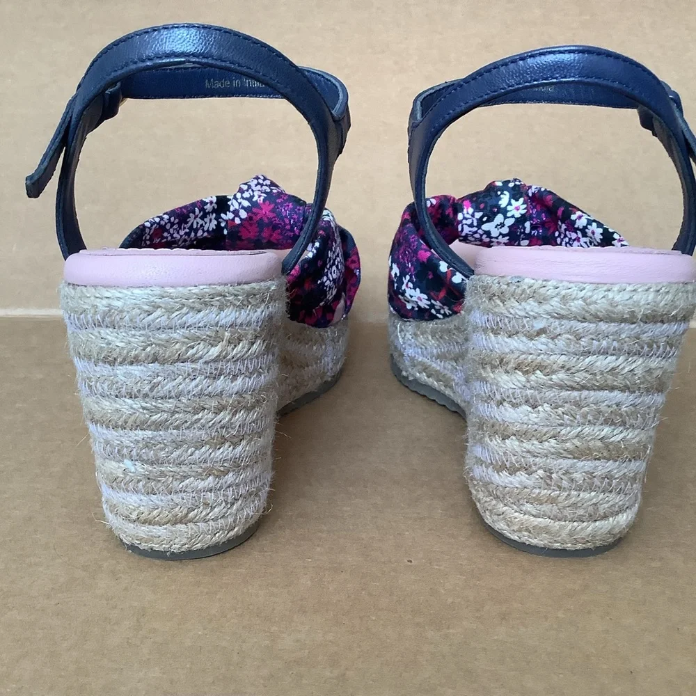 TED BAKER SHOES TAYLINA‎ FLORAL ESPADRILLE WEDGE SANDAL IN NAVY NWOT sz 6 1/2